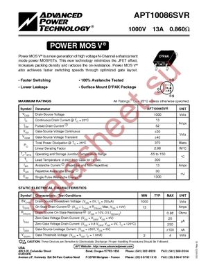 APT10086SVRG datasheet  